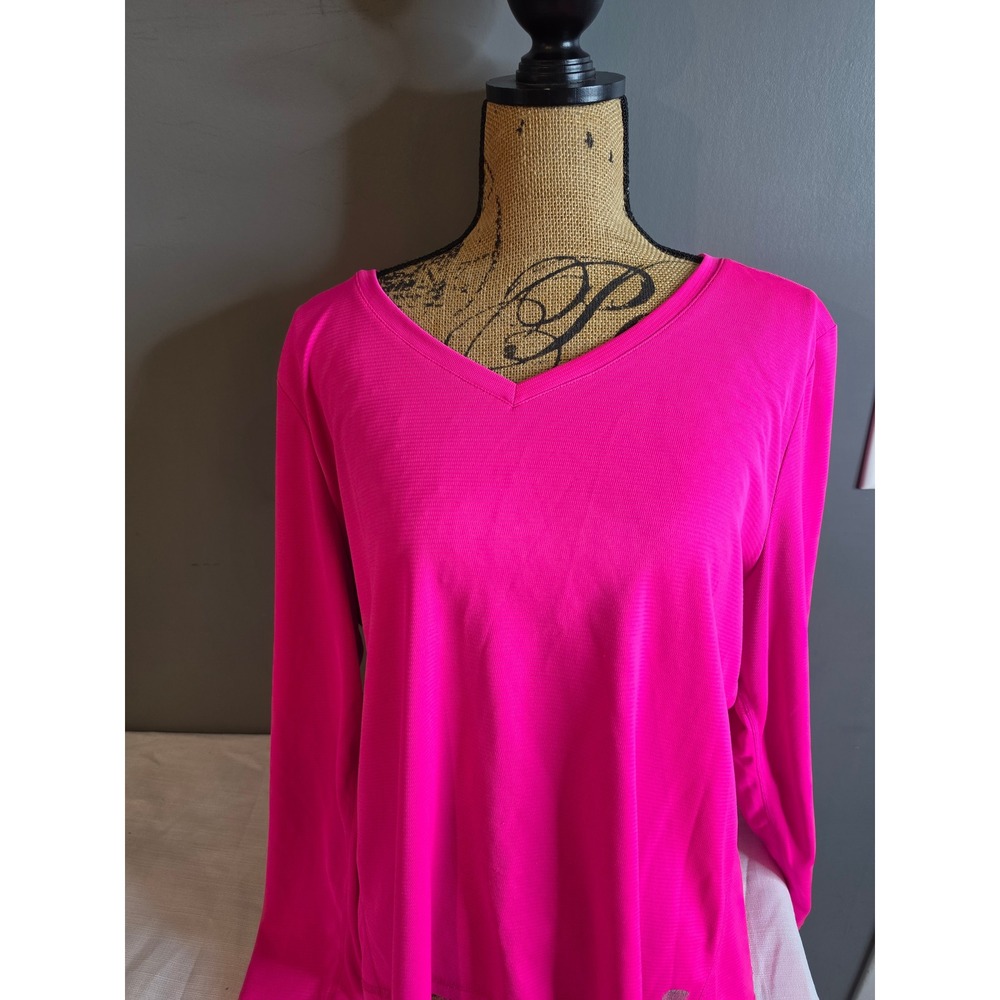 Reel Legends Freeline Hot Pink V-Neck Long Sleeve Performance Top Womens 2X